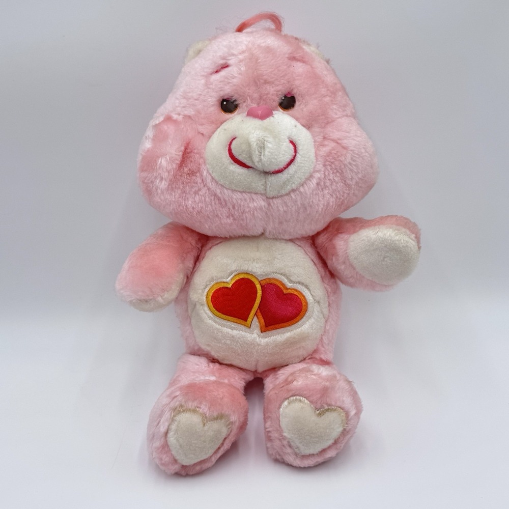 Vintage Care‎ Bears Love A Lot Plush 13" Kenner 1980's Stuffed Animal Pink Bear
